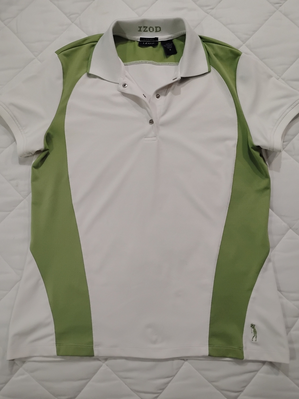 IZOD Women’s White and Olive Green Short Sleeve Polo